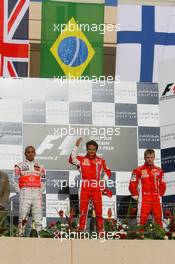 15.04.2007 Sakhir, Bahrain,  1st, Felipe Massa (BRA), Scuderia Ferrari, F2007, 2nd, Lewis Hamilton (GBR), McLaren Mercedes, MP4-22, 3rd, Kimi Raikkonen (FIN), Räikkönen, Scuderia Ferrari, F2007 - Formula 1 World Championship, Rd 3, Bahrain Grand Prix, Sunday Podium