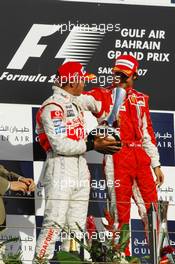 15.04.2007 Sakhir, Bahrain,  Lewis Hamilton (GBR), McLaren Mercedes and Felipe Massa (BRA), Scuderia Ferrari - Formula 1 World Championship, Rd 3, Bahrain Grand Prix, Sunday Podium