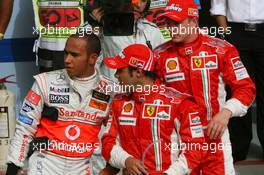 14.04.2007 Sakhir, Bahrain,  Pole Position, 1st, Felipe Massa (BRA), Scuderia Ferrari, 2nd, Lewis Hamilton (GBR), McLaren Mercedes, 3rd, Kimi Raikkonen (FIN), Räikkönen, Scuderia Ferrari - Formula 1 World Championship, Rd 3, Bahrain Grand Prix, Saturday Press Conference