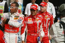 14.04.2007 Sakhir, Bahrain,  Pole Position, 1st, Felipe Massa (BRA), Scuderia Ferrari, 2nd, Lewis Hamilton (GBR), McLaren Mercedes, 3rd, Kimi Raikkonen (FIN), Räikkönen, Scuderia Ferrari - Formula 1 World Championship, Rd 3, Bahrain Grand Prix, Saturday Press Conference