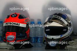23.02.2007 Sakhir, Bahrain,  Helmets of Robert Kubica (POL),  BMW Sauber F1 Team, Nick Heidfeld (GER), BMW Sauber F1 Team - Formula 1 Testing