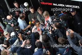 19.10.2007 Sao Paulo, Brazil,  Lewis Hamilton (GBR), McLaren Mercedes with the media - Formula 1 World Championship, Rd 17, Brazilian Grand Prix, Friday Practice