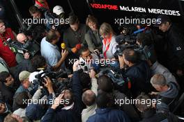19.10.2007 Sao Paulo, Brazil,  Lewis Hamilton (GBR), McLaren Mercedes with the media - Formula 1 World Championship, Rd 17, Brazilian Grand Prix, Friday Practice