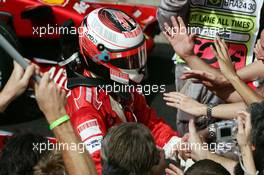 21.10.2007 Sao Paulo, Brazil,  Park Ferme, Kimi Raikkonen (FIN), Räikkönen, Scuderia Ferrari - Formula 1 World Championship, Rd 17, Brazilian Grand Prix, Sunday Podium