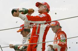 21.10.2007 Sao Paulo, Brazil,  Winner, 1st, Kimi Raikkonen (FIN), Räikkönen, Scuderia Ferrari, F2007, 2nd, Felipe Massa (BRA), Scuderia Ferrari, F2007 and 3rd, Fernando Alonso (ESP), McLaren Mercedes, MP4-22 - Formula 1 World Championship, Rd 17, Brazilian Grand Prix, Sunday Podium