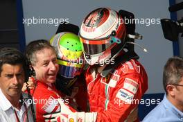 21.10.2007 Sao Paulo, Brazil,  Jean Todt (FRA), Scuderia Ferrari, Ferrari CEO wiith Felipe Massa (BRA), Scuderia Ferrari and new world champion Kimi Raikkonen (FIN), Räikkönen, Scuderia Ferrari - Formula 1 World Championship, Rd 17, Brazilian Grand Prix, Sunday Podium