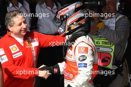 21.10.2007 Sao Paulo, Brazil,  Jean Todt (FRA), Scuderia Ferrari, Ferrari CEO and Fernando Alonso (ESP), McLaren Mercedes - Formula 1 World Championship, Rd 17, Brazilian Grand Prix, Sunday Podium