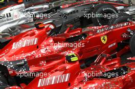 21.10.2007 Sao Paulo, Brazil,  McLaren and Ferrari in Parc ferme - Formula 1 World Championship, Rd 17, Brazilian Grand Prix, Sunday Podium