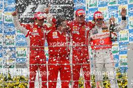 21.10.2007 Sao Paulo, Brazil,  2nd place Felipe Massa (BRA),with Jean Todt (FRA), Scuderia Ferrari, Ferrari CEO and 1st place and new world champion and 3rd place Fernando Alonso (ESP), McLaren Mercedes - Formula 1 World Championship, Rd 17, Brazilian Grand Prix, Sunday Podium