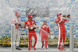 21.10.2007 Sao Paulo, Brazil,  Jean Todt (FRA), Scuderia Ferrari, Ferrari CEO with 2nd place Felipe Massa (BRA), Scuderia Ferrari and 1st place and new world champion and 3rd place Fernando Alonso (ESP), McLaren Mercedes - Formula 1 World Championship, Rd 17, Brazilian Grand Prix, Sunday Podium