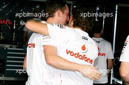 21.10.2007 Sao Paulo, Brazil,  Fernando Alonso (ESP), McLaren Mercedes says goodbye to his team - Formula 1 World Championship, Rd 17, Brazilian Grand Prix, Sunday Podium