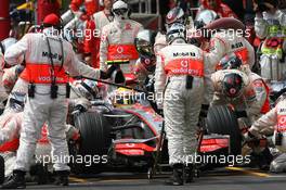 21.10.2007 Sao Paulo, Brazil,  Lewis Hamilton (GBR), McLaren Mercedes pit stop - Formula 1 World Championship, Rd 17, Brazilian Grand Prix, Sunday Race