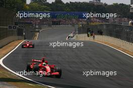 21.10.2007 Sao Paulo, Brazil,  Felipe Massa (BRA), Scuderia Ferrari, Kimi Raikkonen (FIN), Räikkönen, Scuderia Ferrari - Formula 1 World Championship, Rd 17, Brazilian Grand Prix, Sunday Race