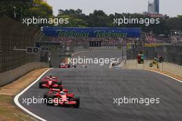 21.10.2007 Sao Paulo, Brazil,  Felipe Massa (BRA), Scuderia Ferrari, Kimi Raikkonen (FIN), Räikkönen, Scuderia Ferrari - Formula 1 World Championship, Rd 17, Brazilian Grand Prix, Sunday Race