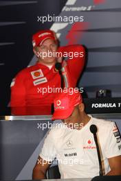 18.10.2007 Sao Paulo, Brazil,  Kimi Raikkonen (FIN), Räikkönen, Scuderia Ferrari and Lewis Hamilton (GBR), McLaren Mercedes - Formula 1 World Championship, Rd 17, Brazilian Grand Prix, Thursday Press Conference