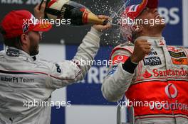 10.06.2007 Montreal, Canada,  2nd place Nick Heidfeld (GER), BMW Sauber F1 Team and 1st place Lewis Hamilton (GBR), McLaren Mercedes - Formula 1 World Championship, Rd 6, Canadian Grand Prix, Sunday Podium
