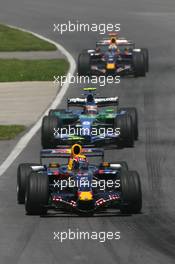 10.06.2007 Montreal, Canada,  Mark Webber (AUS), Red Bull Racing, RB3 and Rubens Barrichello (BRA), Honda Racing F1 Team, RA107 - Formula 1 World Championship, Rd 6, Canadian Grand Prix, Sunday Race
