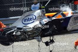 10.06.2007 Montreal, Canada,  Robert Kubica (POL), BMW Sauber F1 Team, F1.07, crashed heavily during the race - Formula 1 World Championship, Rd 6, Canadian Grand Prix, Sunday Race