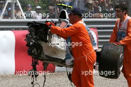 10.06.2007 Montreal, Canada,  Robert Kubica (POL), BMW Sauber F1 Team, F1.07, crashes very heavily in the race - Formula 1 World Championship, Rd 6, Canadian Grand Prix, Sunday Race