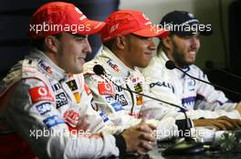 09.06.2007 Montreal, Canada,  Fernando Alonso (ESP), McLaren Mercedes, Lewis Hamilton (GBR), McLaren Mercedes, Nick Heidfeld (GER), BMW Sauber F1 Team - Formula 1 World Championship, Rd 6, Canadian Grand Prix, Saturday Press Conference