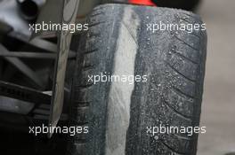 07.10.2007 Shanghai, China,  Lewis Hamilton's (GBR), McLaren Mercedes parked at the side of the track with badly worn tyres - Formula 1 World Championship, Rd 16, Chinese Grand Prix, Sunday Race