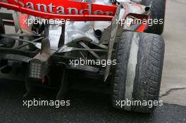 07.10.2007 Shanghai, China,  Lewis Hamilton's (GBR), McLaren Mercedes parked at the side of the track with badly worn tyres - Formula 1 World Championship, Rd 16, Chinese Grand Prix, Sunday Race