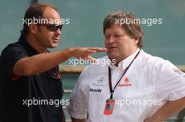 06.10.2007 Shanghai, China,  Gerhard Berger (AUT), Scuderia Toro Rosso, 50% Team Co Owner and Norbert Haug (GER), Mercedes, Motorsport chief - Formula 1 World Championship, Rd 16, Chinese Grand Prix, Saturday