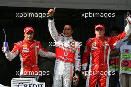 06.10.2007 Shanghai, China,  3rd place Felipe Massa (BRA), Scuderia Ferrari with 1st place Lewis Hamilton (GBR), McLaren Mercedes and 2nd place Kimi Raikkonen (FIN), Räikkönen, Scuderia Ferrari - Formula 1 World Championship, Rd 16, Chinese Grand Prix, Saturday Qualifying