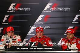 07.10.2007 Shanghai, China,  Kimi Raikkonen (FIN), Räikkönen, Scuderia Ferrari, Fernando Alonso (ESP), McLaren Mercedes, Felipe Massa (BRA), Scuderia Ferrari - Formula 1 World Championship, Rd 16, Chinese Grand Prix, Sunday Press Conference