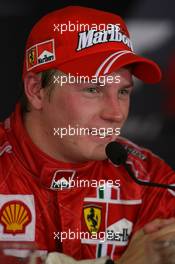 07.10.2007 Shanghai, China,  Kimi Raikkonen (FIN), Räikkönen, Scuderia Ferrari - Formula 1 World Championship, Rd 16, Chinese Grand Prix, Sunday Press Conference