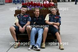 07.10.2007 Shanghai, China,  Sebastian Vettel (GER), Scuderia Toro Rosso, sitting on a bench - Formula 1 World Championship, Rd 16, Chinese Grand Prix, Sunday