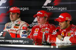 07.10.2007 Shanghai, China,  Kimi Raikkonen (FIN), Räikkönen, Scuderia Ferrari, Fernando Alonso (ESP), McLaren Mercedes, Felipe Massa (BRA), Scuderia Ferrari - Formula 1 World Championship, Rd 16, Chinese Grand Prix, Sunday Press Conference