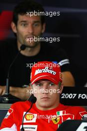 04.10.2007 Shanghai, China,  Kimi Raikkonen (FIN), Räikkönen, Scuderia Ferrari and Mark Webber (AUS), Red Bull Racing - Formula 1 World Championship, Rd 16, Chinese Grand Prix, Thursday Press Conference