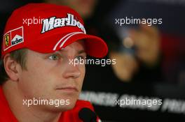 04.10.2007 Shanghai, China,  Kimi Raikkonen (FIN), Räikkönen, Scuderia Ferrari - Formula 1 World Championship, Rd 16, Chinese Grand Prix, Thursday Press Conference