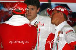 11.05.2007 Barcelona, Spain,  Michael Schumacher (GER), Scuderia Ferrari, Advisor and Kimi Raikkonen (FIN), Räikkönen, Scuderia Ferrari - Formula 1 World Championship, Rd 4, Spanish Grand Prix, Friday Practice