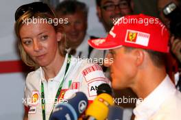 11.05.2007 Barcelona, Spain,  Michael Schumacher (GER), Scuderia Ferrari, Advisor, Press conference, with Sabine Kehm (GER), Michael Schumacher's personal press officer - Formula 1 World Championship, Rd 4, Spanish Grand Prix, Friday Practice