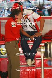 11.05.2007 Barcelona, Spain,  Michael Schumacher (GER), Scuderia Ferrari, Advisor and Jean Todt (FRA), Scuderia Ferrari, Ferrari CEO - Formula 1 World Championship, Rd 4, Spanish Grand Prix, Friday Practice