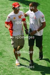 11.05.2007 Barcelona, Spain,  Felipe Massa (BRA), Scuderia Ferrari and Lewis Hamilton (GBR), McLaren Mercedes - Formula 1 World Championship, Rd 4, Spanish Grand Prix, Friday