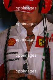 11.05.2007 Barcelona, Spain,  Michael Schumacher (GER), Scuderia Ferrari, Advisor, visits the team on a race weekend for the first time since retiring - Formula 1 World Championship, Rd 4, Spanish Grand Prix, Friday Practice