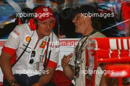 11.05.2007 Barcelona, Spain,  Michael Schumacher (GER), Scuderia Ferrari, Advisor and Sete Gibernau (ESP), Former MotoGP Rider - Formula 1 World Championship, Rd 4, Spanish Grand Prix, Friday Practice