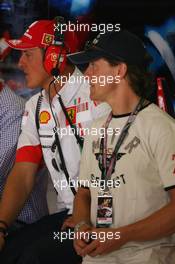 11.05.2007 Barcelona, Spain,  Michael Schumacher (GER), Scuderia Ferrari, Advisor and Sete Gibernau (ESP), Former MotoGP Rider - Formula 1 World Championship, Rd 4, Spanish Grand Prix, Friday Practice