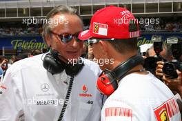 13.05.2007 Barcelona, Spain,  Michael Schumacher (GER), Scuderia Ferrari, Advisor, on the grid with Mansour Ojeh, Commercial Director of the TAG McLaren - Formula 1 World Championship, Rd 4, Spanish Grand Prix, Sunday Pre-Race Grid