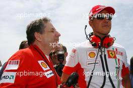 13.05.2007 Barcelona, Spain,  Michael Schumacher (GER), Scuderia Ferrari, Advisor, on the grid with Jean Todt (FRA), Scuderia Ferrari, Ferrari CEO - Formula 1 World Championship, Rd 4, Spanish Grand Prix, Sunday Pre-Race Grid