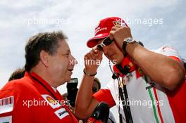 13.05.2007 Barcelona, Spain,  Michael Schumacher (GER), Scuderia Ferrari, Advisor, on the grid with Jean Todt (FRA), Scuderia Ferrari, Ferrari CEO - Formula 1 World Championship, Rd 4, Spanish Grand Prix, Sunday Pre-Race Grid