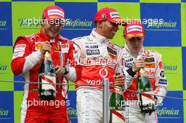 13.05.2007 Barcelona, Spain,  Winner, 1st, Felipe Massa (BRA), Scuderia Ferrari, 2nd, Lewis Hamilton (GBR), McLaren Mercedes, 3rd, Fernando Alonso (ESP), McLaren Mercedes - Formula 1 World Championship, Rd 4, Spanish Grand Prix, Sunday Podium