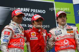 13.05.2007 Barcelona, Spain,  Winner, 1st, Felipe Massa (BRA), Scuderia Ferrari, 2nd, Lewis Hamilton (GBR), McLaren Mercedes, 3rd, Fernando Alonso (ESP), McLaren Mercedes - Formula 1 World Championship, Rd 4, Spanish Grand Prix, Sunday Podium