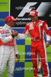 13.05.2007 Barcelona, Spain,  2nd place Lewis Hamilton (GBR), McLaren Mercedes with 1st place Felipe Massa (BRA), Scuderia Ferrari - Formula 1 World Championship, Rd 4, Spanish Grand Prix, Sunday Podium