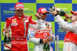 13.05.2007 Barcelona, Spain,  Winner, 1st, Felipe Massa (BRA), Scuderia Ferrari, F2007, Lewis Hamilton (GBR), McLaren Mercedes and Fernando Alonso (ESP), McLaren Mercedes - Formula 1 World Championship, Rd 4, Spanish Grand Prix, Sunday Podium