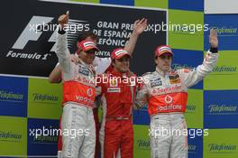 13.05.2007 Barcelona, Spain,  Winner, 1st, Felipe Massa (BRA), Scuderia Ferrari, 2nd, Lewis Hamilton (GBR), McLaren Mercedes, 3rd, Fernando Alonso (ESP), McLaren Mercedes - Formula 1 World Championship, Rd 4, Spanish Grand Prix, Sunday Podium