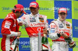 13.05.2007 Barcelona, Spain,  Winner, 1st, Felipe Massa (BRA), Scuderia Ferrari, 2nd, Lewis Hamilton (GBR), McLaren Mercedes, 3rd, Fernando Alonso (ESP), McLaren Mercedes - Formula 1 World Championship, Rd 4, Spanish Grand Prix, Sunday Podium